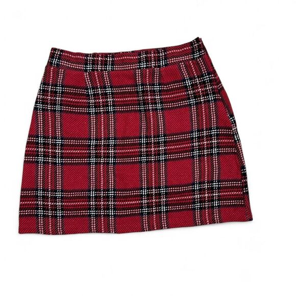 Plaid Red Mini Skirt - Picture 1 of 5